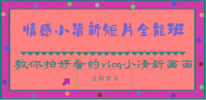 情感小清新短片全能班-教你拍好看的vlog小清新画面(30节课)-彼飞网创