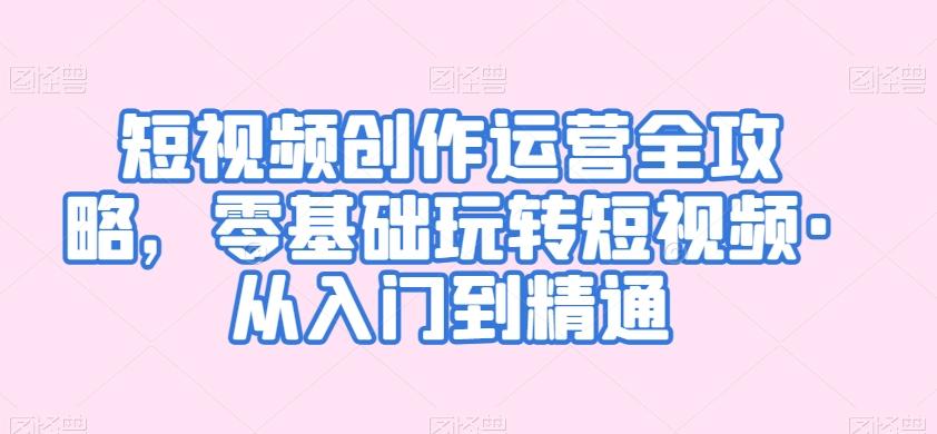 短视频创作运营全攻略，零基础玩转短视频·从入门到精通-彼飞网创