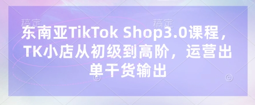 东南亚TikTok Shop3.0课程，TK小店​从初级到高阶，运营出单干货输出-彼飞网创