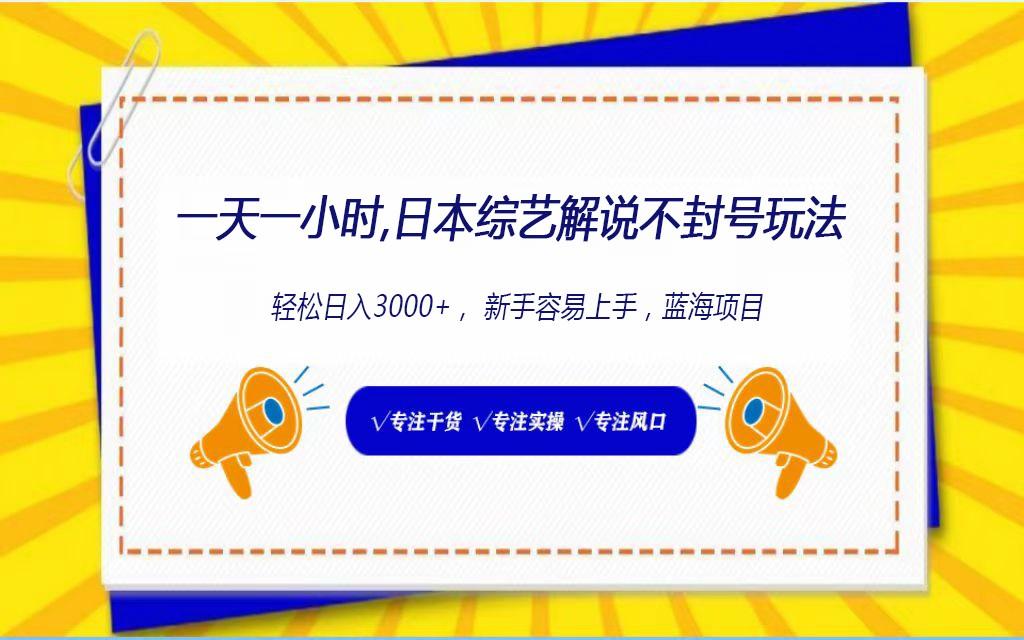 日本综艺解说不封号玩法，轻松日入1000+，全新赛道-彼飞网创