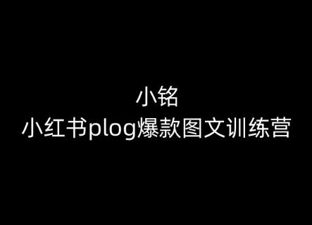 小铭-小红书plog爆款图文训练营，教你从0-1做小红书-彼飞网创