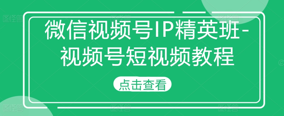 微信视频号IP精英班-视频号短视频教程-彼飞网创