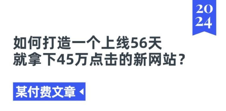某付费文章《如何打造一个上线56天就拿下45万点击的新网站?》-彼飞网创