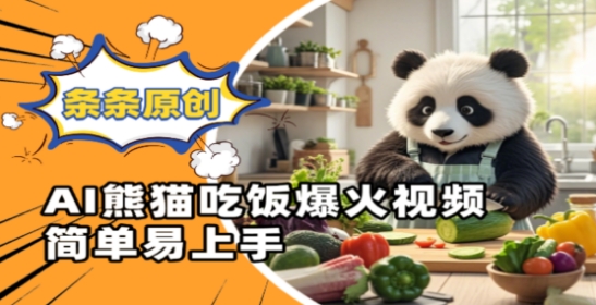 Ai熊猫吃饭爆火视频，条条原创，简单易上手-彼飞网创