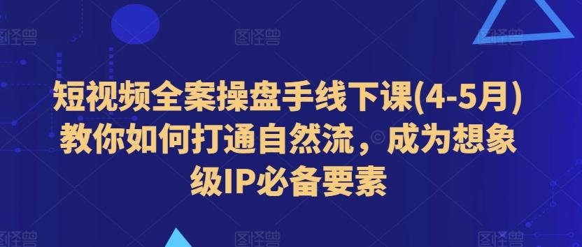 短视频全案操盘手线下课(4-5月)教你如何打通自然流，成为想象级IP必备要素-彼飞网创