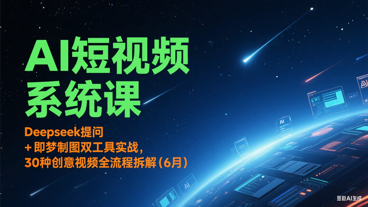 AI短视频系统课：Deepseek提问 + 即梦制图双工具实战，30种创意视频全流程拆解(6月)-彼飞网创