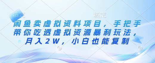 闲鱼卖虚拟资料项目，手把手带你吃透虚拟资源暴利玩法，月入2W，小白也能复制-彼飞网创