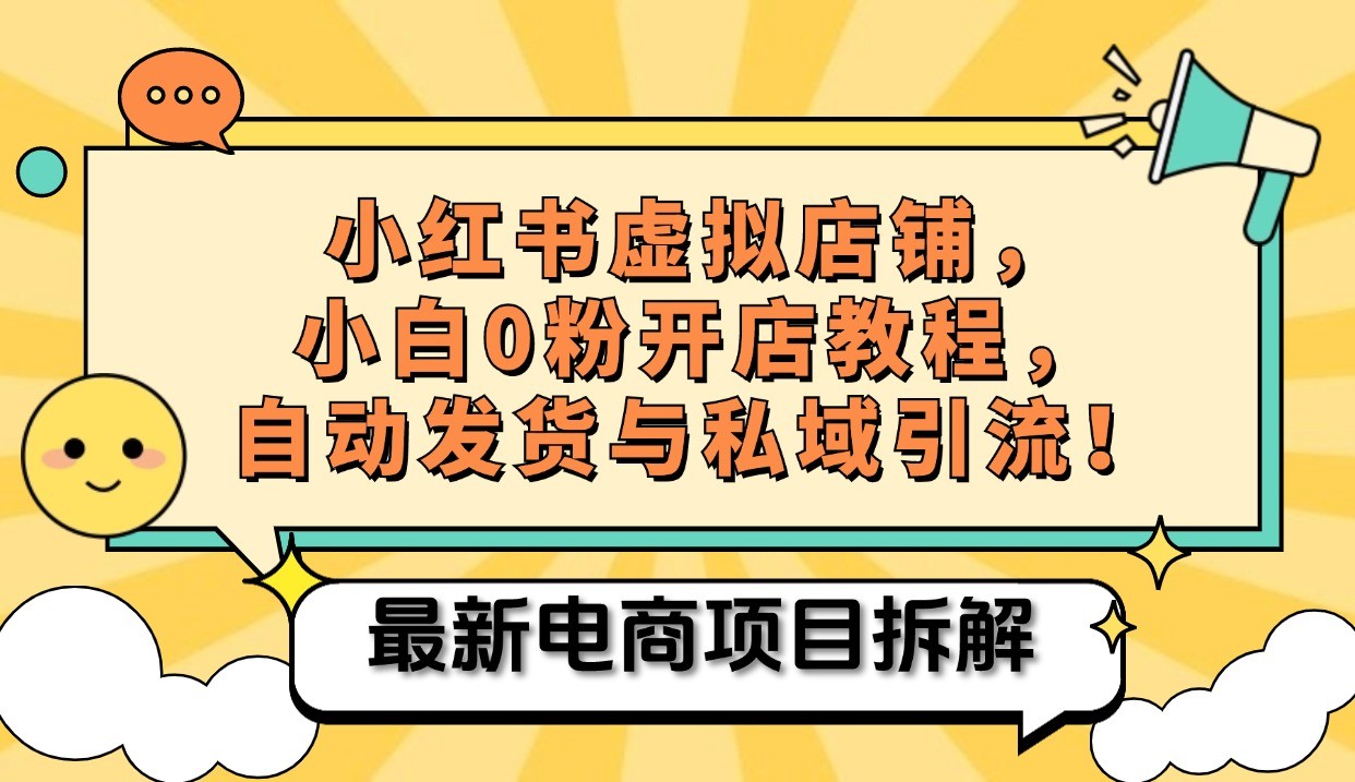 小红书电商，小白虚拟类目店铺教程，被动收益+私域引流-彼飞网创