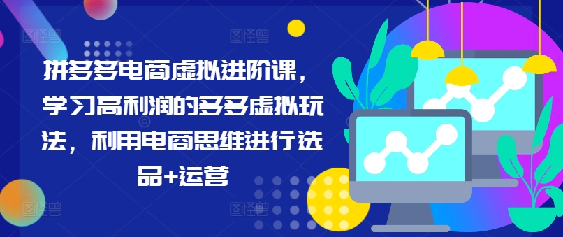 拼多多电商虚拟进阶课，学习高利润的多多虚拟玩法，利用电商思维进行选品+运营-彼飞网创