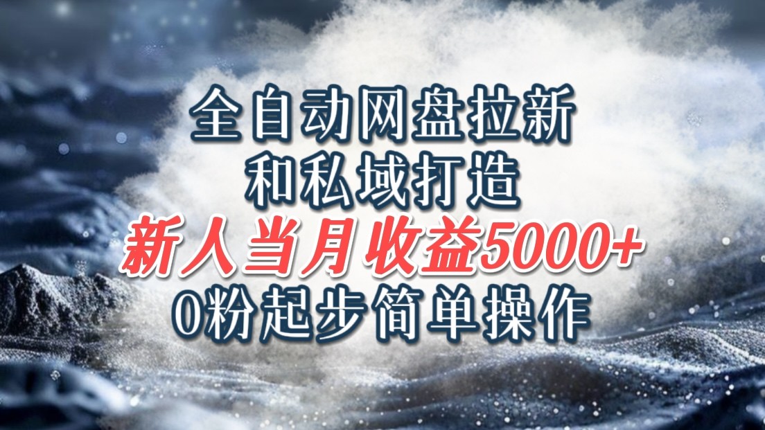 全自动网盘拉新和私域打造，0粉起步简单操作，新人入门当月收益5000以上-彼飞网创