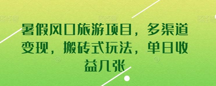 暑假风口旅游项目，多渠道变现，搬砖式玩法，单日收益几张【揭秘】-彼飞网创