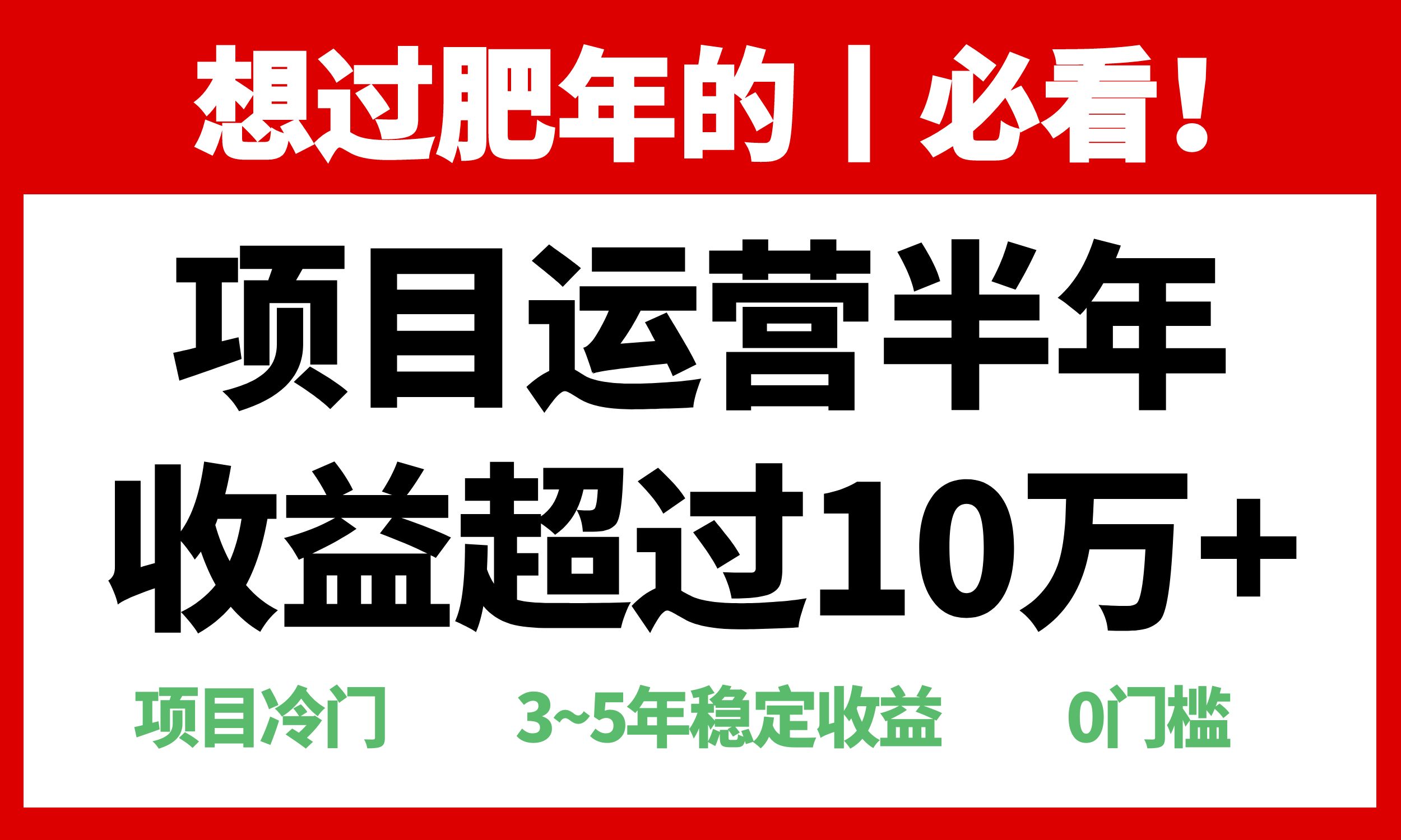年前过肥年的必看的超冷门项目，半年收益超过10万+，-彼飞网创