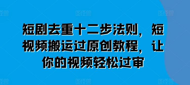 短剧去重十二步法则，短视频搬运过原创教程，让你的视频轻松过审-彼飞网创