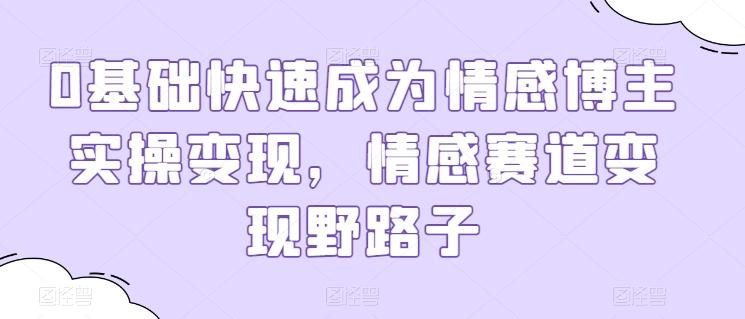 0基础快速成为情感博主实操变现，情感赛道变现野路子-彼飞网创