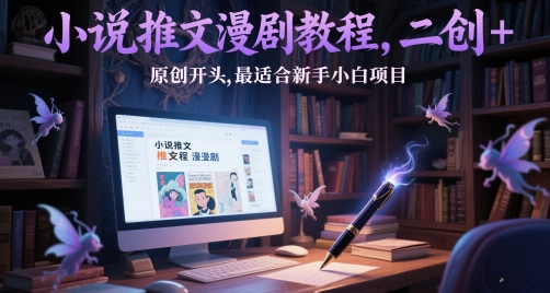 小说推文漫剧教程，二创+原创开头，最适合新手小白项目-彼飞网创