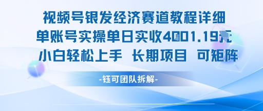 视频号银发经济赛道单账号实操单日实收1k+，小白轻松上手长期项目-彼飞网创