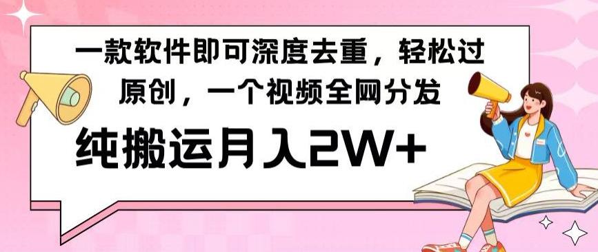 一款软件深度去重，轻松过原创，一个视频全网分发，纯搬运月入2W+-彼飞网创