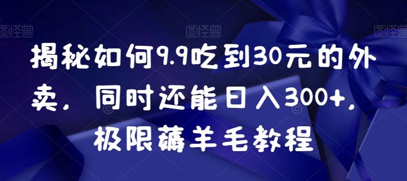揭秘如何9.9吃到30元的外卖，同时还能日入300+，极限薅羊毛教程-彼飞网创