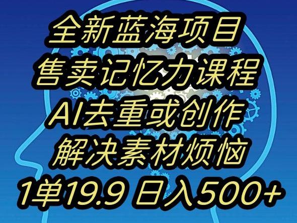 蓝海项目记忆力提升，AI去重，一单19.9日入500+【揭秘】-彼飞网创