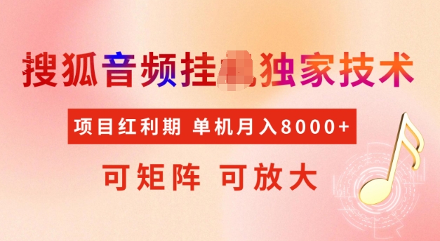 首发搜狐音频挂JI，项目红利期，可矩阵可放大，稳定月入5k【揭秘】-彼飞网创