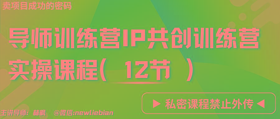 导师训练营3.0IP共创训练营私密实操课程(12节)-卖项目的密码成功秘诀-彼飞网创