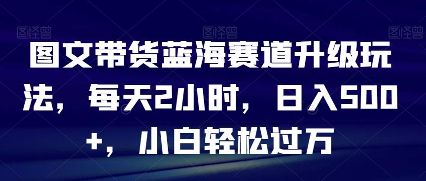 图文带货蓝海赛道升级玩法，每天2小时，日入500+，小白轻松过万-彼飞网创