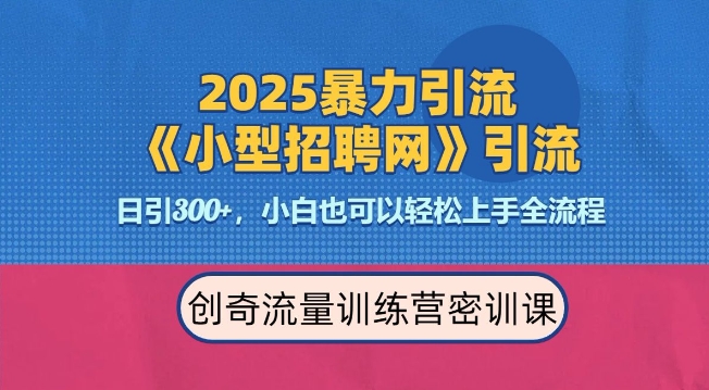 2025最新暴力引流方法，招聘平台一天引流300+，日变现多张，专业人士力荐-彼飞网创