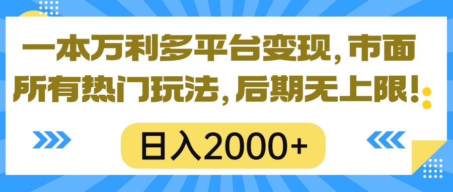 一本万利多平台变现，市面所有热门玩法，日入2000+，后期无上限！-彼飞网创