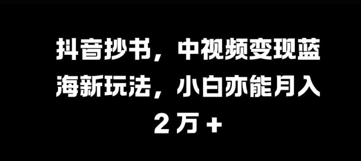 抖音抄书，中视频变现蓝海新玩法，小白亦能月入 过W【揭秘】-彼飞网创