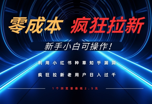 利用小红书种草知乎漏洞，零成本疯狂拉新日入数张，新手小白可操作-彼飞网创