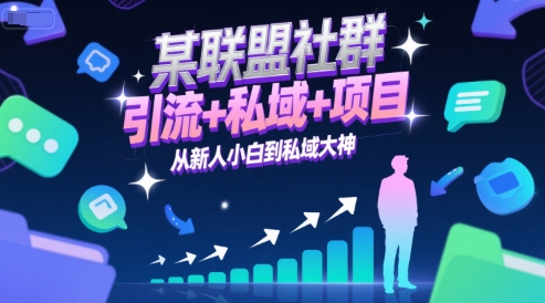 某联盟社群，引流+私域+项目，从新人小白到私域大神-彼飞网创