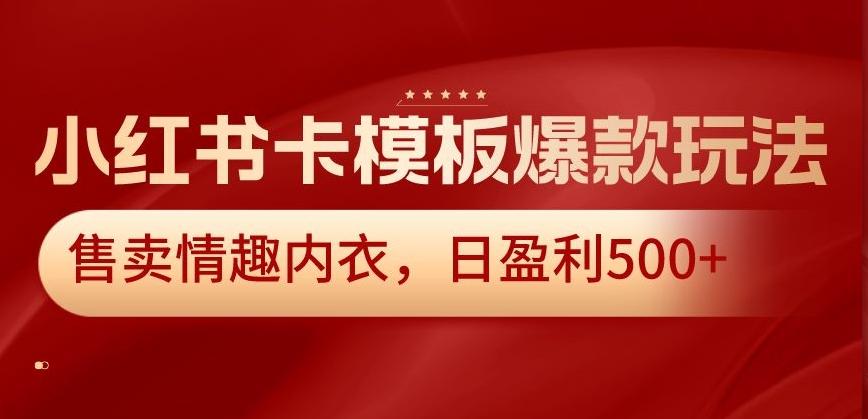 小红书卡模板爆款玩法，售卖情趣内衣，日盈利500+【揭秘】-彼飞网创