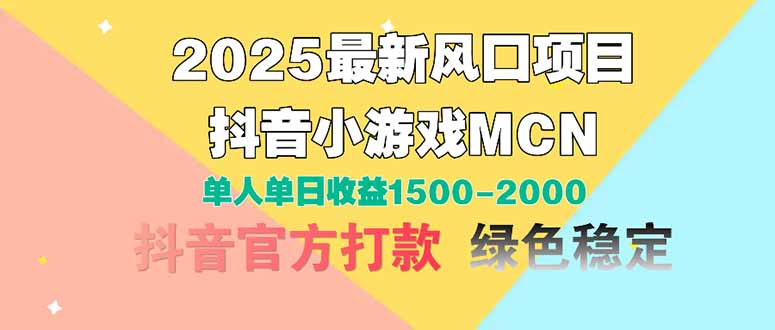 2025最新风口项目 抖音小游戏MCN 单人单日收益1500-2000+-彼飞网创