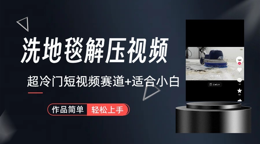 超冷门抖音赛道-清洗地毯解压视频-简单无脑怼作品-彼飞网创