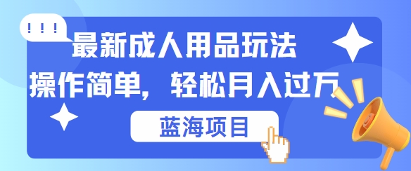最新成人用品项目玩法，操作简单，动动手，轻松日入几张【揭秘】-彼飞网创