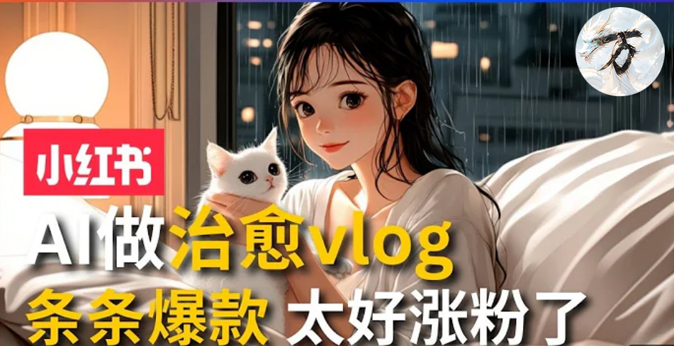 AI治愈系vlog动画视频，小红书1个月轻松涨粉破万，商单报价1500+日入2000+-彼飞网创
