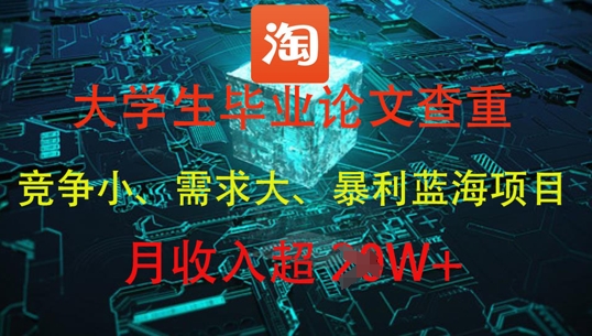 大学生毕业论文查重，暴利蓝海项目，月收入过1W+-彼飞网创