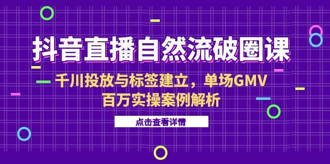 抖音直播自然流破圈课-6月，千川投放与标签建立，单场GMV百万实操案例解析-彼飞网创