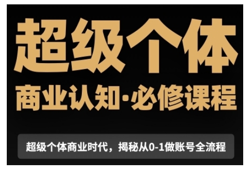 超级个体商业认知觉醒视频课，商业认知·必修课程揭秘从0-1账号全流程-彼飞网创