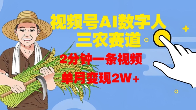 视频号AI数字人玩转三农赛道，2分钟一条视频，单月变现2W+-彼飞网创