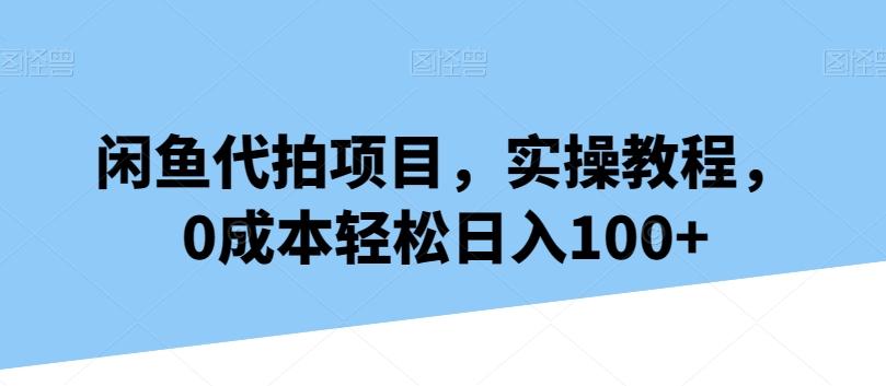 闲鱼代拍项目，实操教程，0成本轻松日入100+-彼飞网创