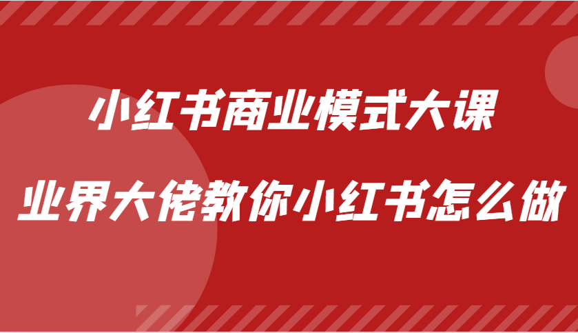 小红书商业模式大课，业界大佬教你小红书怎么做【视频课】-彼飞网创