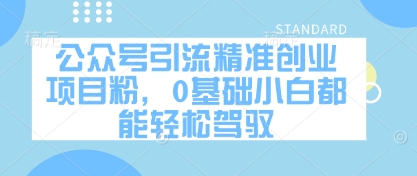 公众号引流精准创业项目粉，0基础小白都能轻松驾驭-彼飞网创