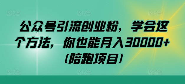 公众号引流创业粉，学会这个方法，你也能月入30000+ (陪跑项目)-彼飞网创