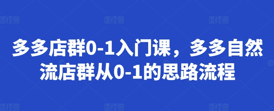 多多店群0-1入门课，多多自然流店群从0-1的思路流程-彼飞网创