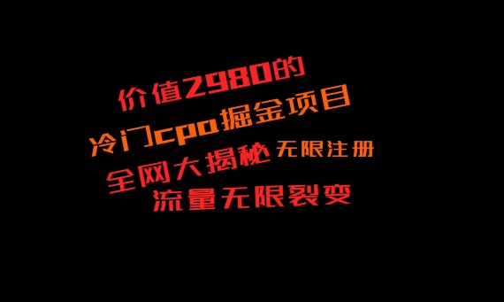 价值2980的CPA掘金项目大揭秘，号称当天收益200+，不见收益包赔双倍-彼飞网创