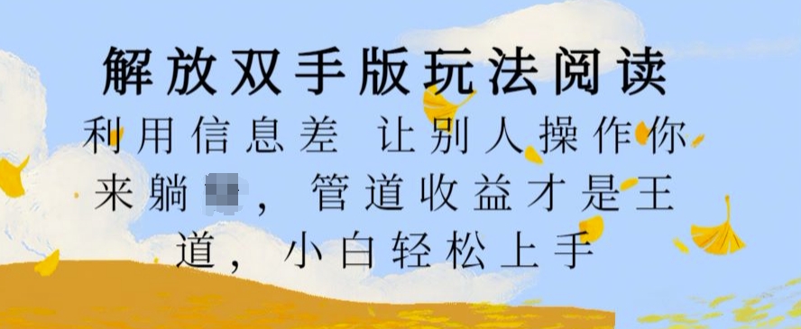解放双手版玩法阅读，利用信息差让别人操作你来躺Z，管道收益才是王道，小白轻松上手【揭秘】-彼飞网创