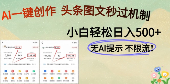 AI黑科技一键创作，头条图文轻松日入500+-彼飞网创