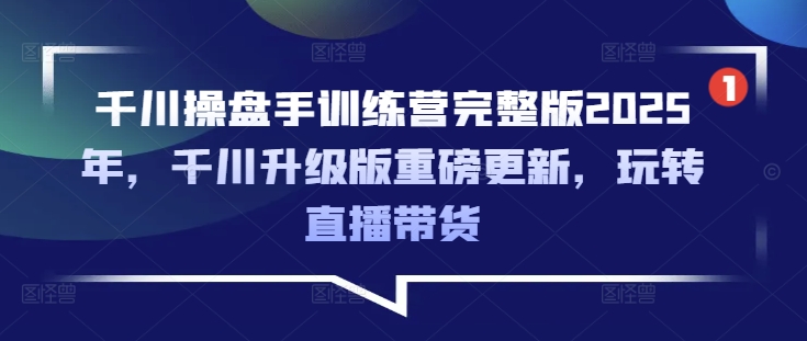 千川操盘手训练营完整版2025年，千川升级版重磅更新，玩转直播带货-彼飞网创
