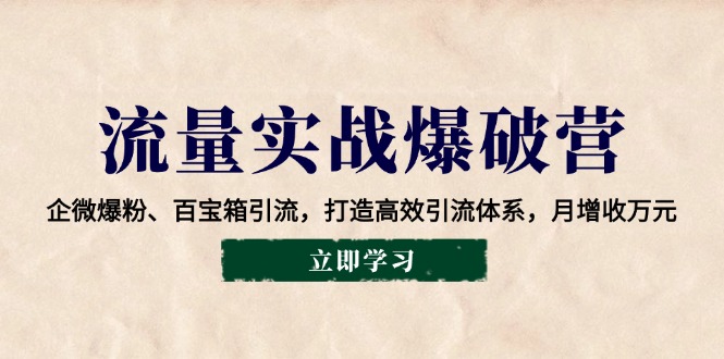 流量实战爆破营：企微爆粉、百宝箱引流，打造高效引流体系，月增收万元-彼飞网创
